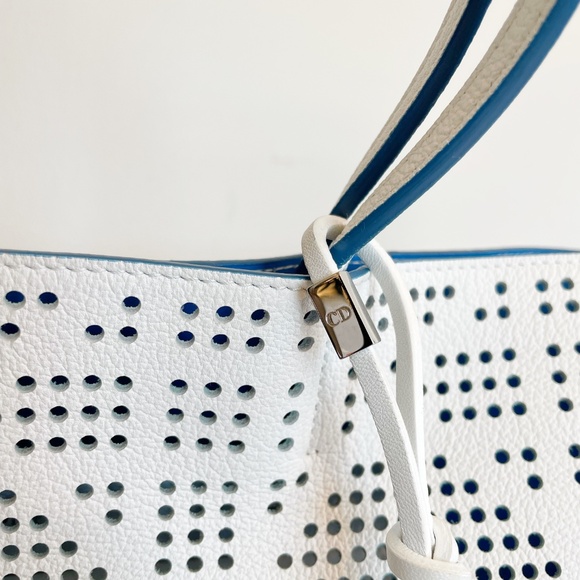 Dior Tote Bag Dioriviera White Leather with Laser Cut Detail - Picture 3 of 13